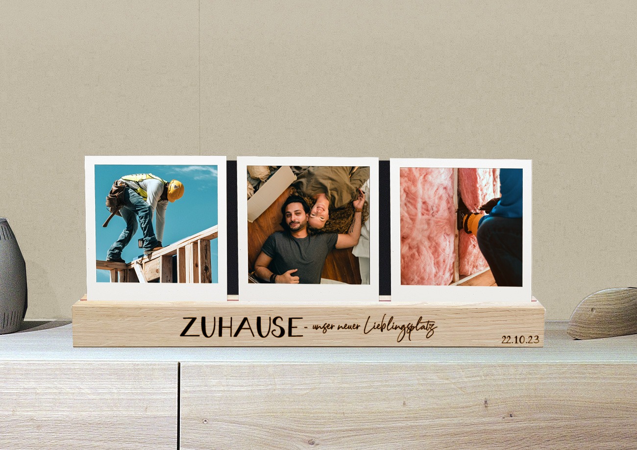 gravierte Fotoleiste als Einzugsgeschenk